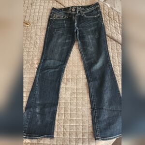 L.A. Idol Blue Boot Cut Jeans with Ornate Embellishments